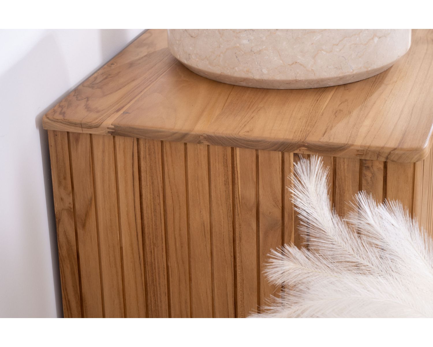 Mobiletto doppio in teak dal design retrò "Aloha" 140 cm