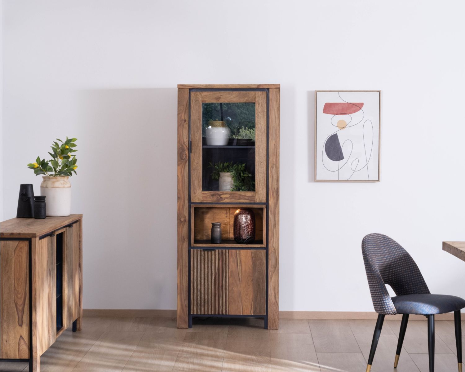 Colonna in vetro di palissandro "Enoa" con retroilluminazione