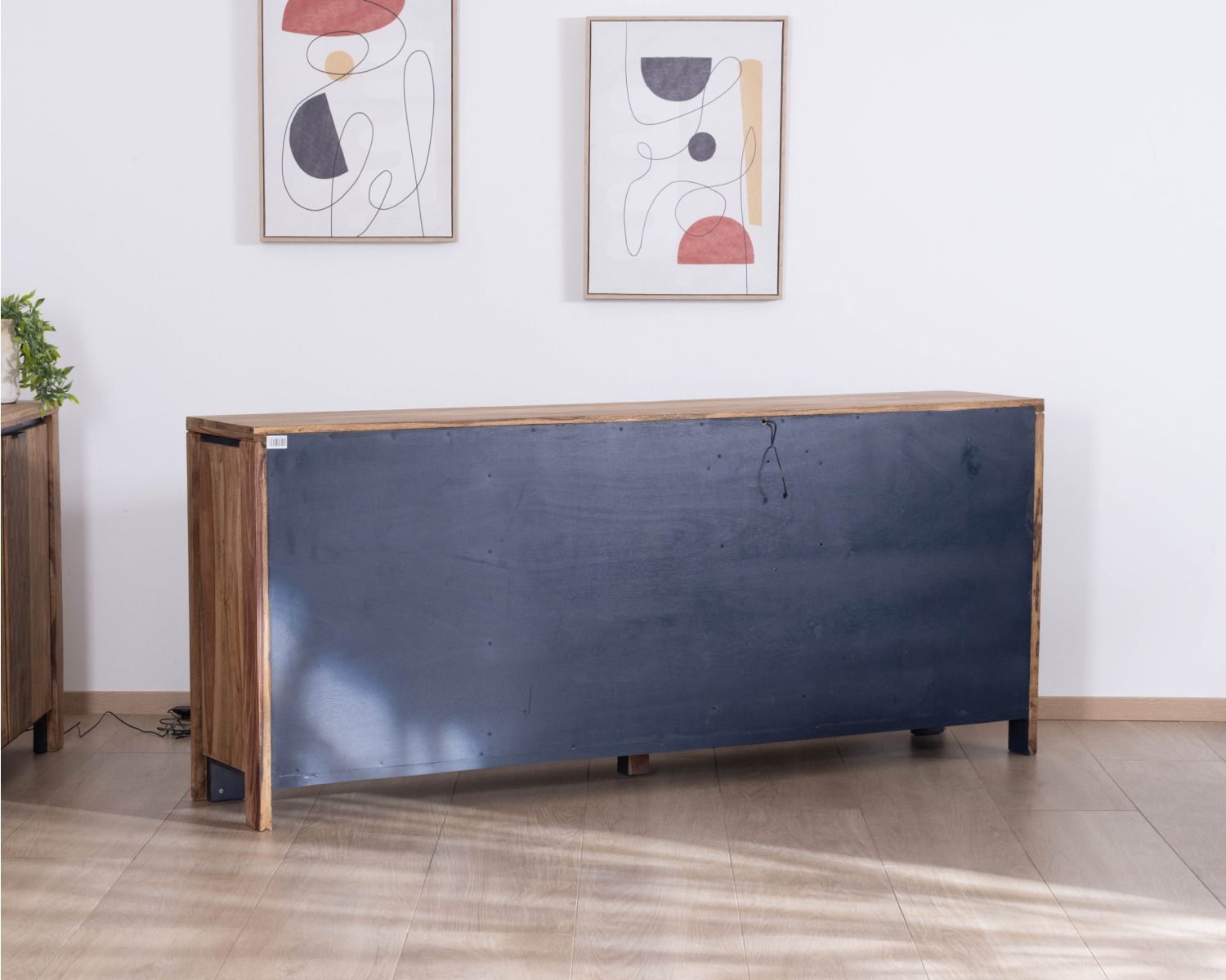 Credenza multigriglia "Enoa" con ripiani in vetro in palissandro e acacia 200 cm 