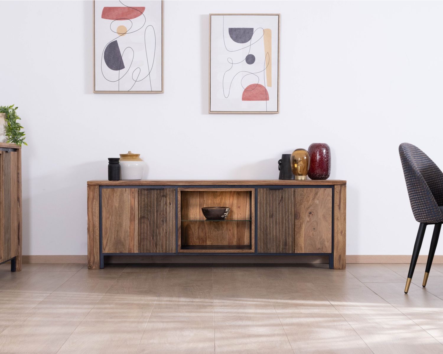 175 Mobile TV in legno di palissandro e acacia con illuminazione LED "Enoa