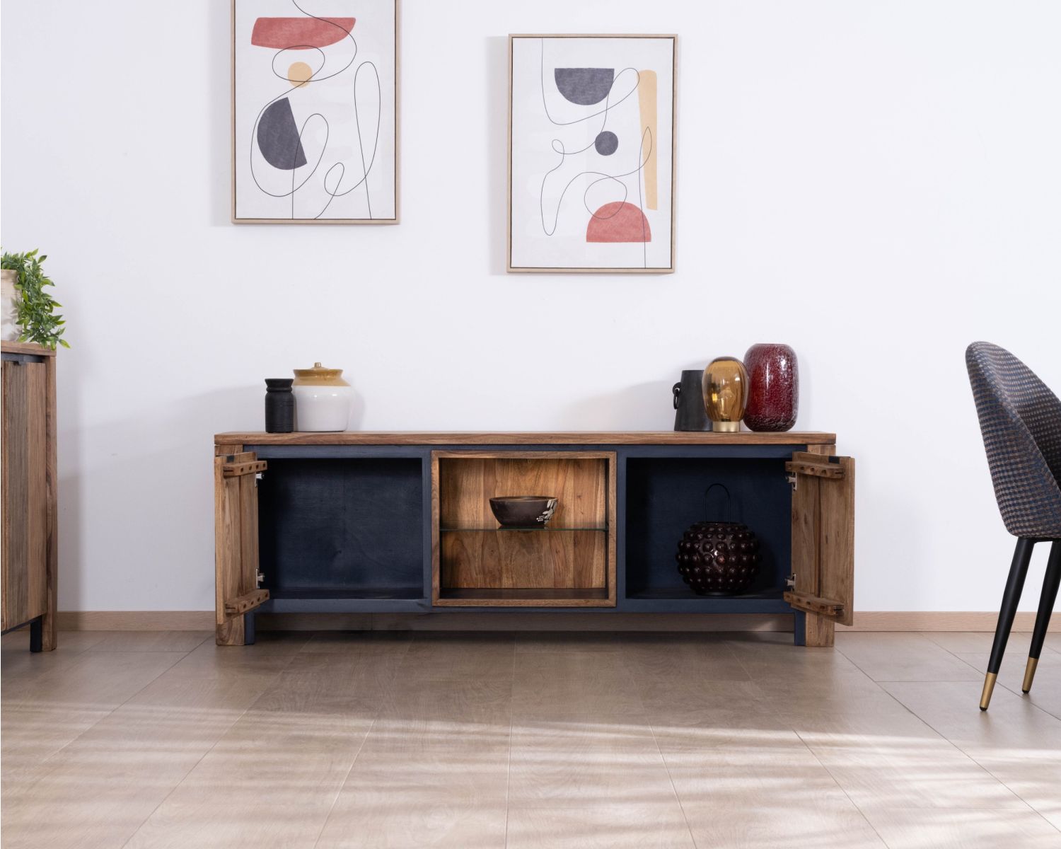 175 Mobile TV in legno di palissandro e acacia con illuminazione LED "Enoa