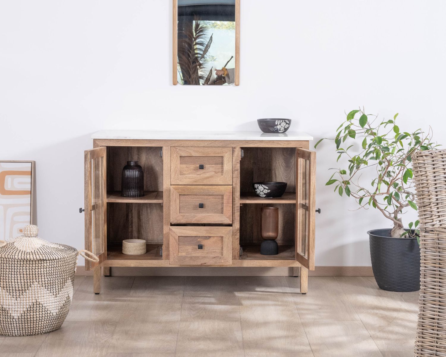 Mobile da bagno con lavabo singolo "Maestro" da 120 cm in legno di mango