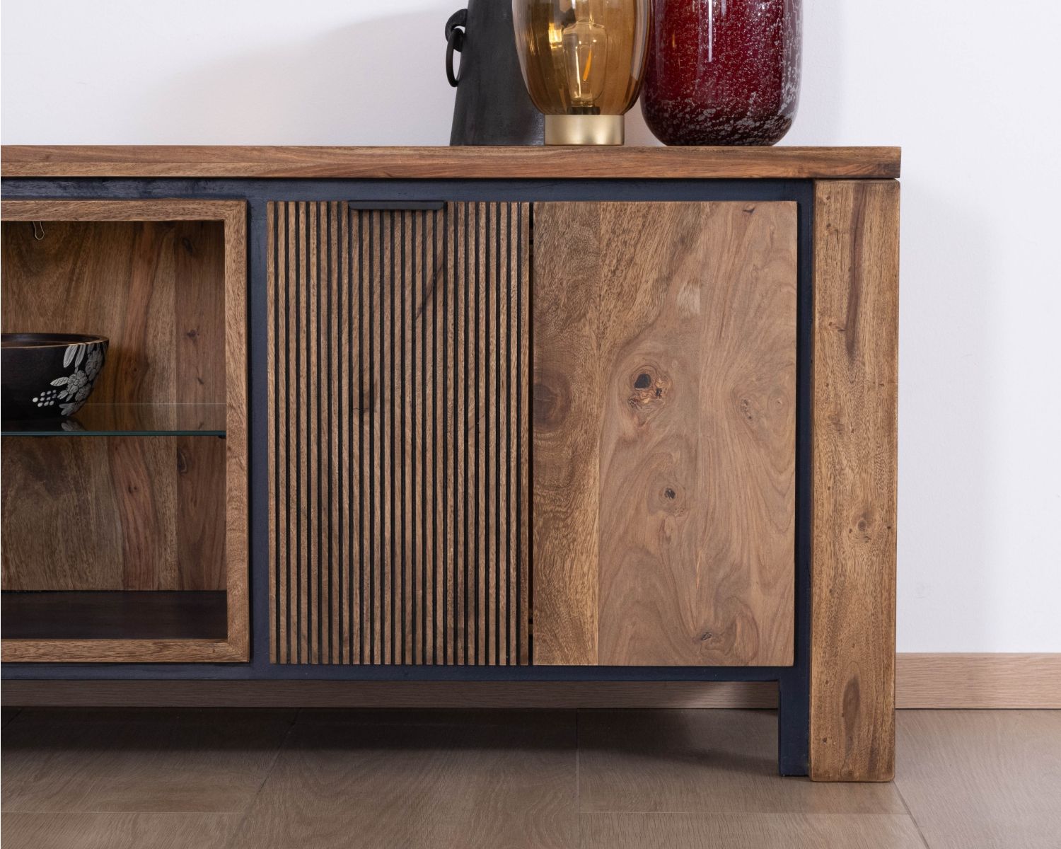 175 Mobile TV in legno di palissandro e acacia con illuminazione LED "Enoa