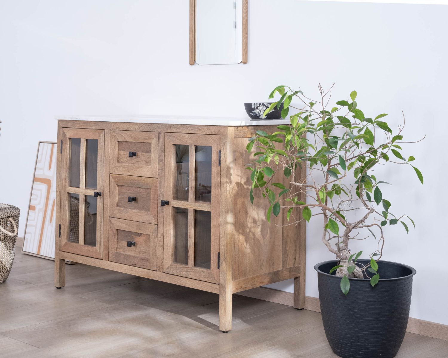 Mobile da bagno con lavabo singolo "Maestro" da 120 cm in legno di mango