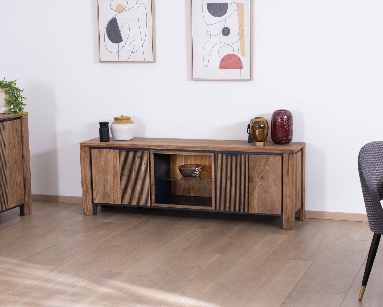 175 Mobile TV in legno di palissandro e acacia con illuminazione LED "Enoa