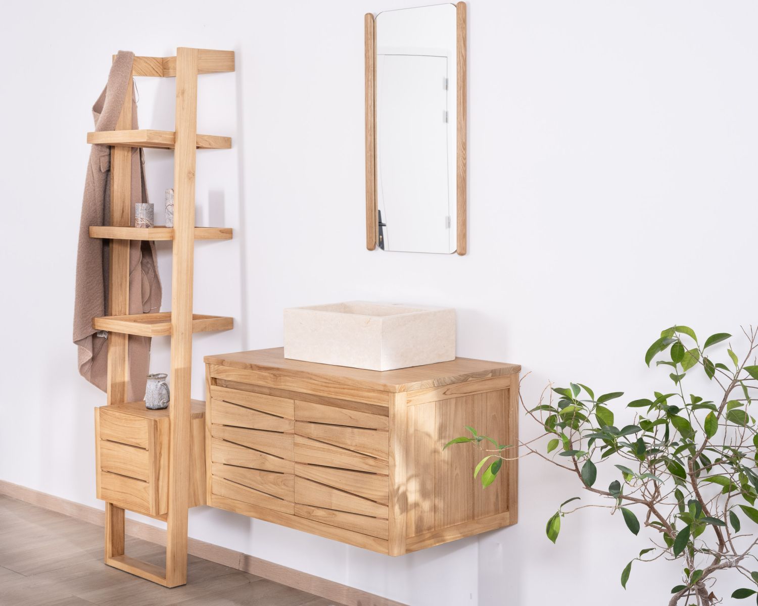 Lavabo rettangolare "Stone" in marmo beige