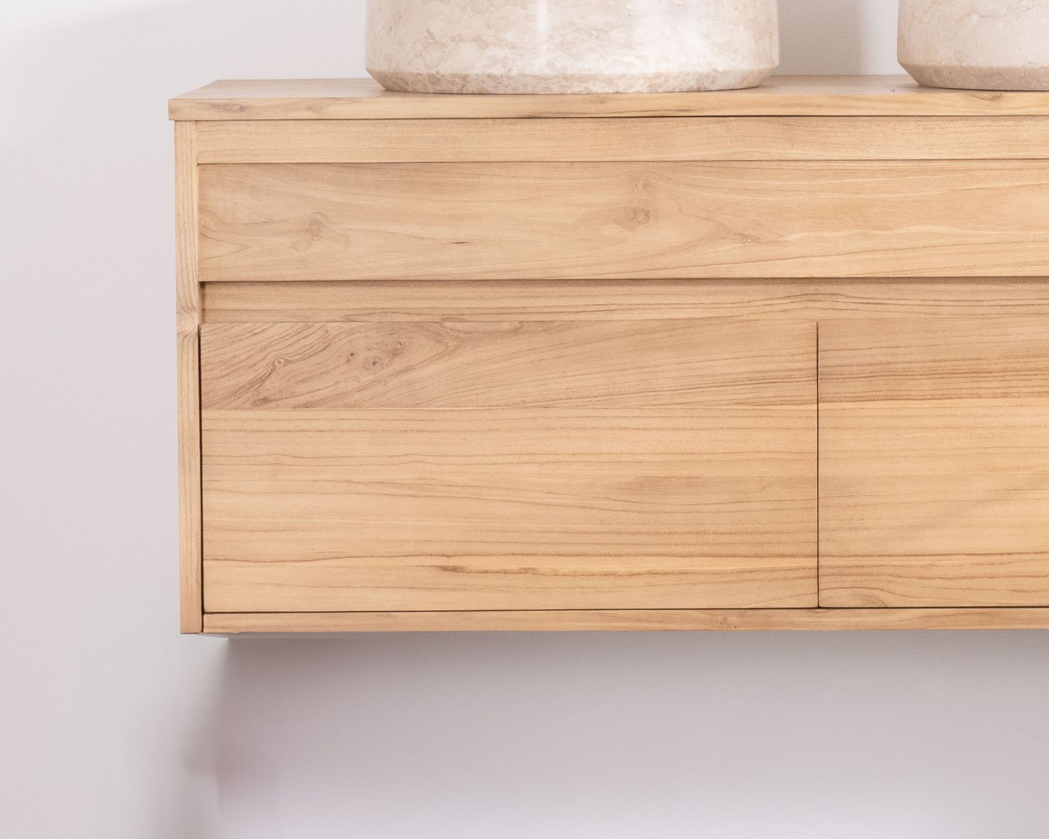 Mobiletto in teak massiccio "Bowdy" da 120 cm per doppio lavabo