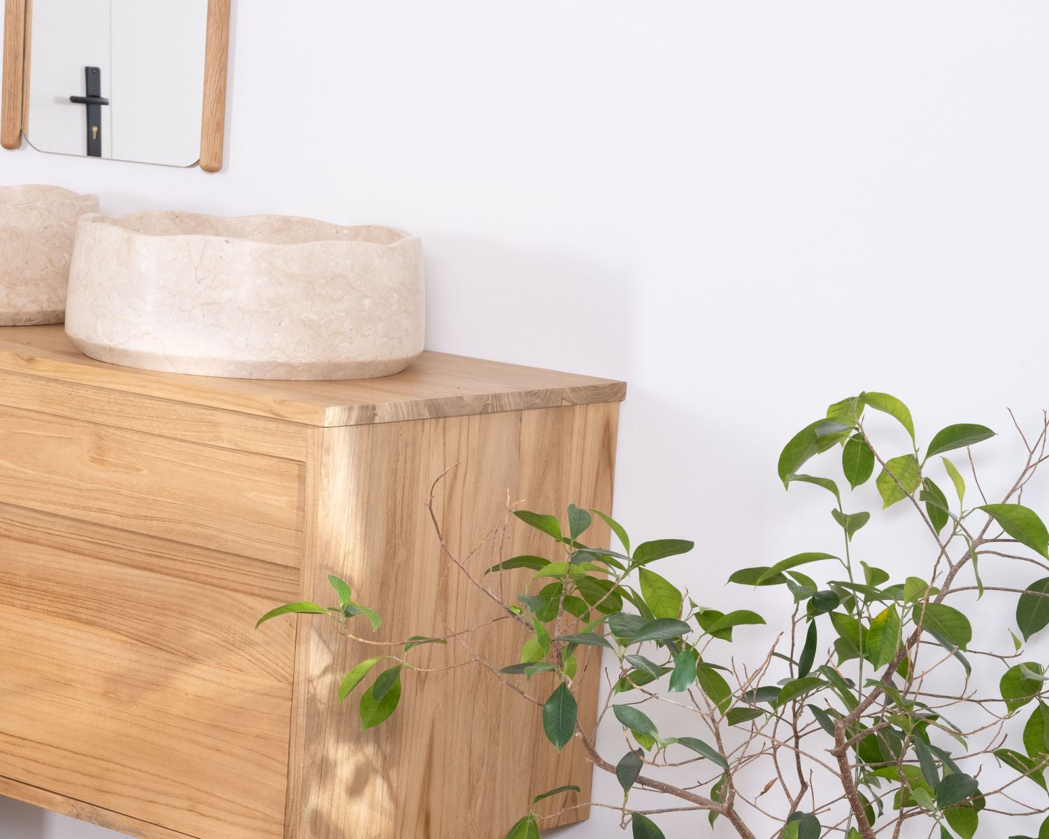 Mobiletto in teak massiccio "Bowdy" da 120 cm per doppio lavabo