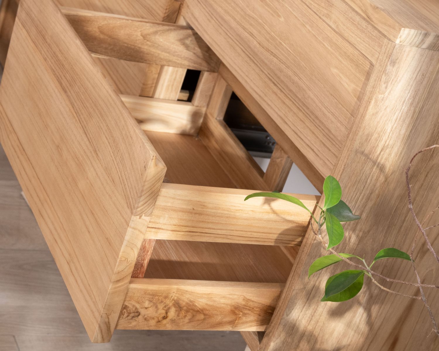 Mobiletto in teak massiccio "Bowdy" da 120 cm per doppio lavabo