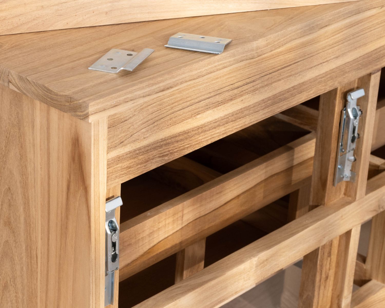 Mobiletto in teak massiccio "Bowdy" da 120 cm per doppio lavabo