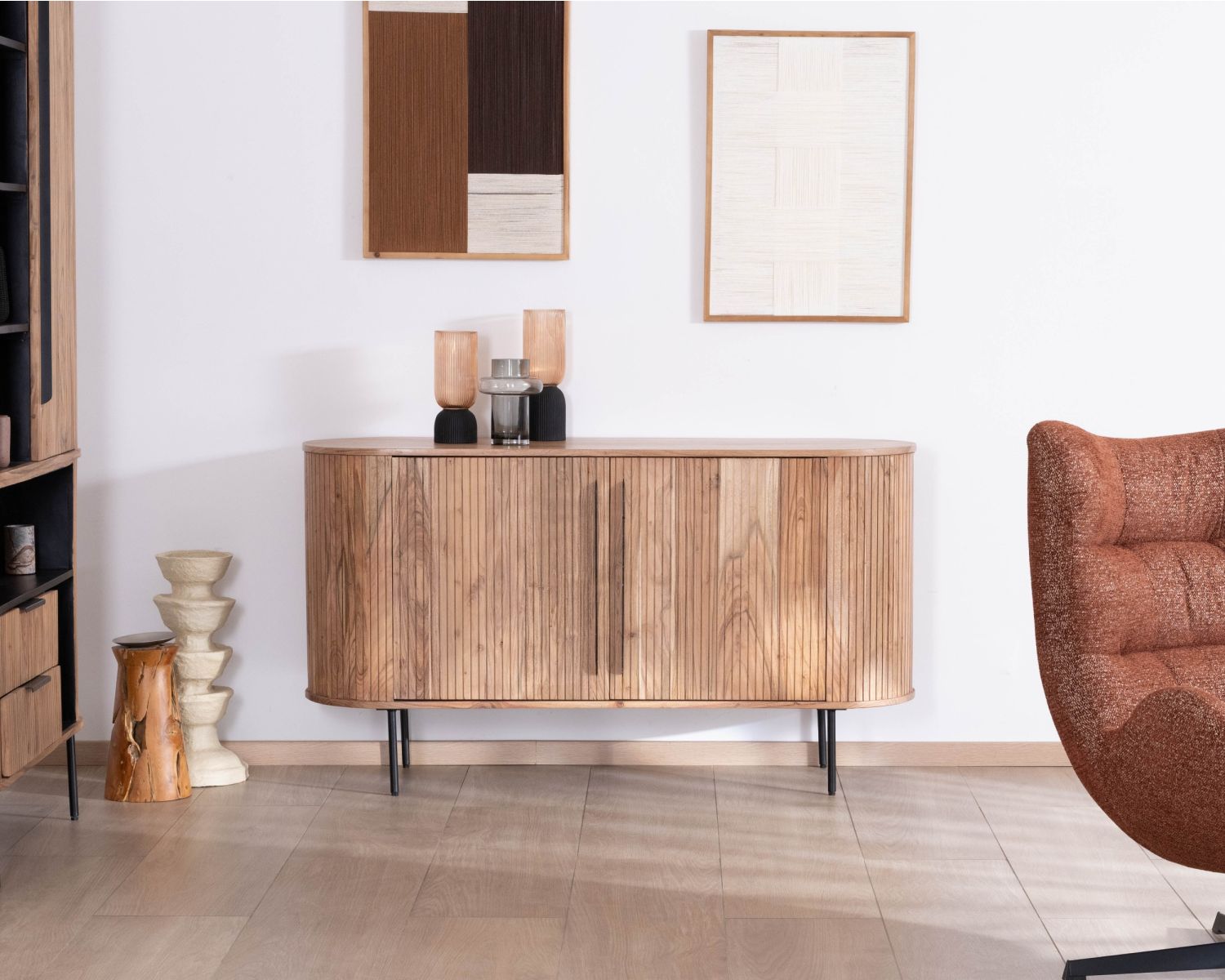 Credenza piccola in stile retrò in acacia "Bopee" 145 cm