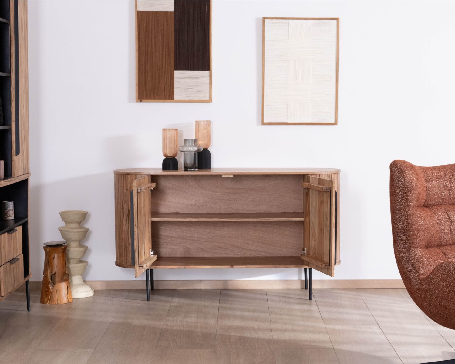 Credenza piccola in stile retrò in acacia "Bopee" 145 cm