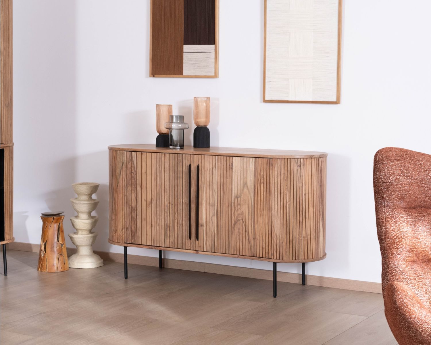 Credenza piccola in stile retrò in acacia "Bopee" 145 cm