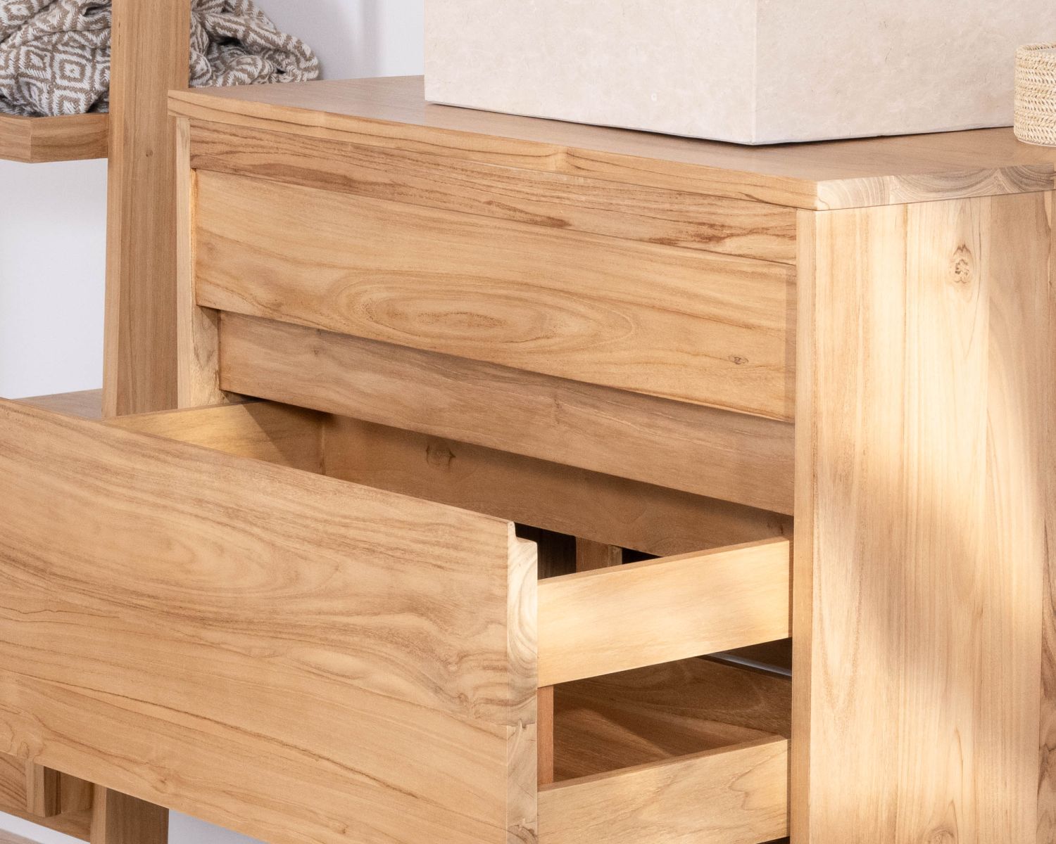 Mobile sospeso da 80 cm con 1 cassetto "Bowdy" in teak massiccio