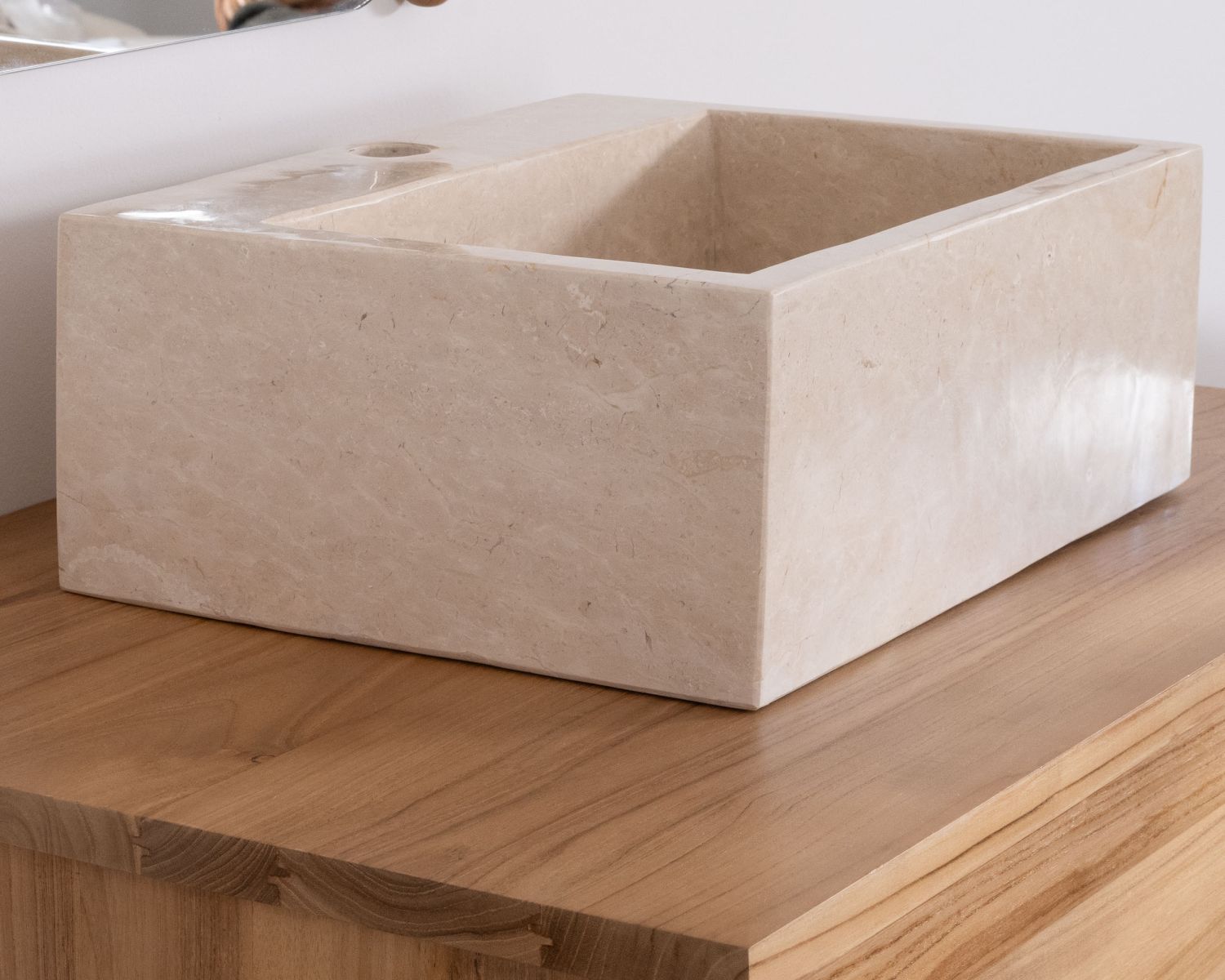 Lavabo rettangolare "Stone" in marmo beige