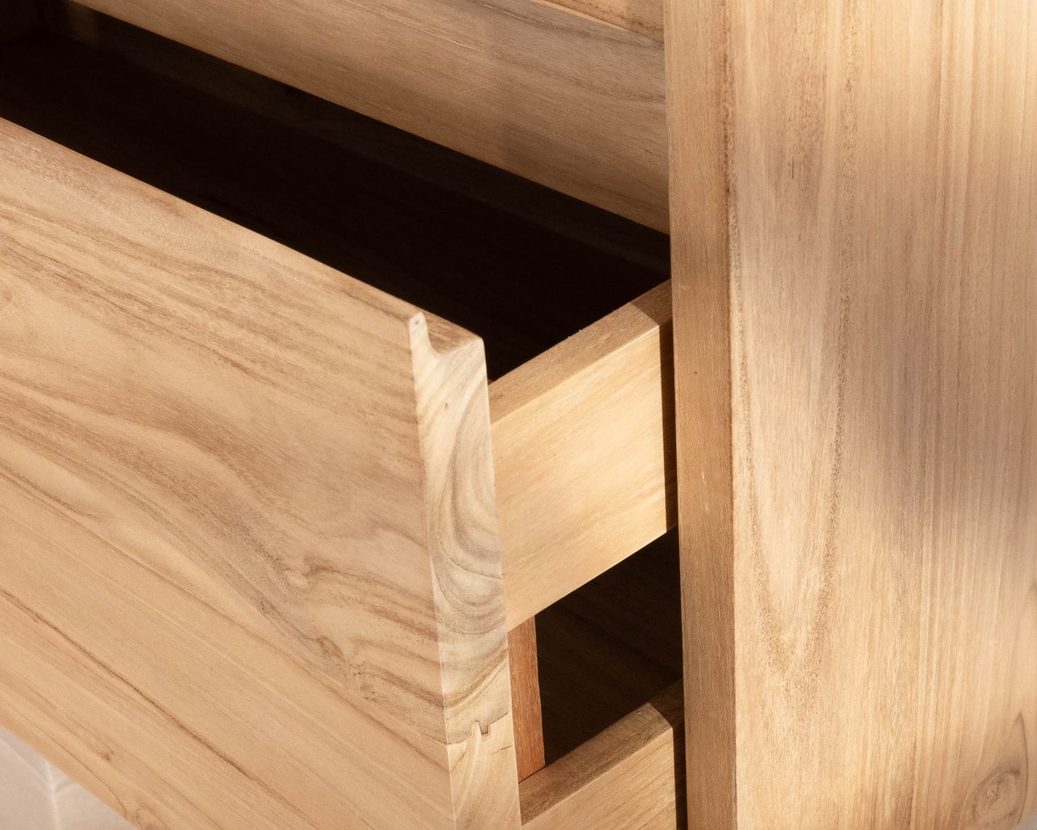 Mobile sospeso da 80 cm con 1 cassetto "Bowdy" in teak massiccio