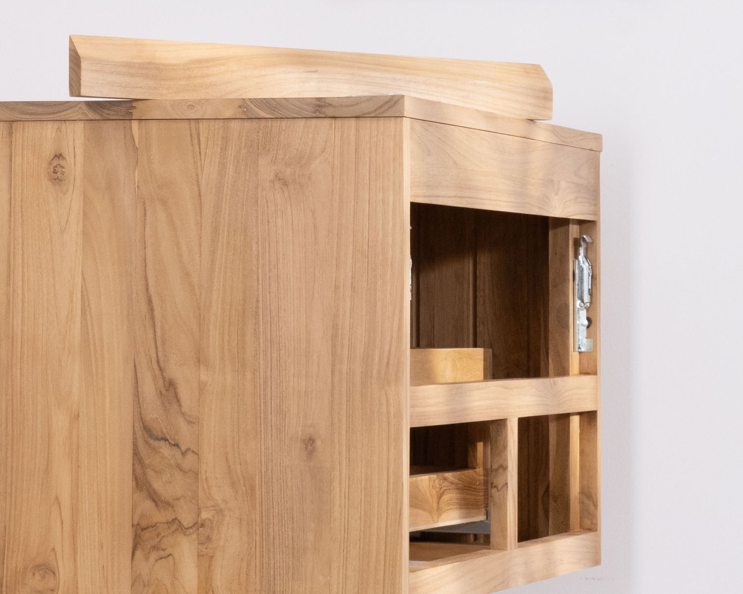 Mobile sospeso da 80 cm con 1 cassetto "Bowdy" in teak massiccio