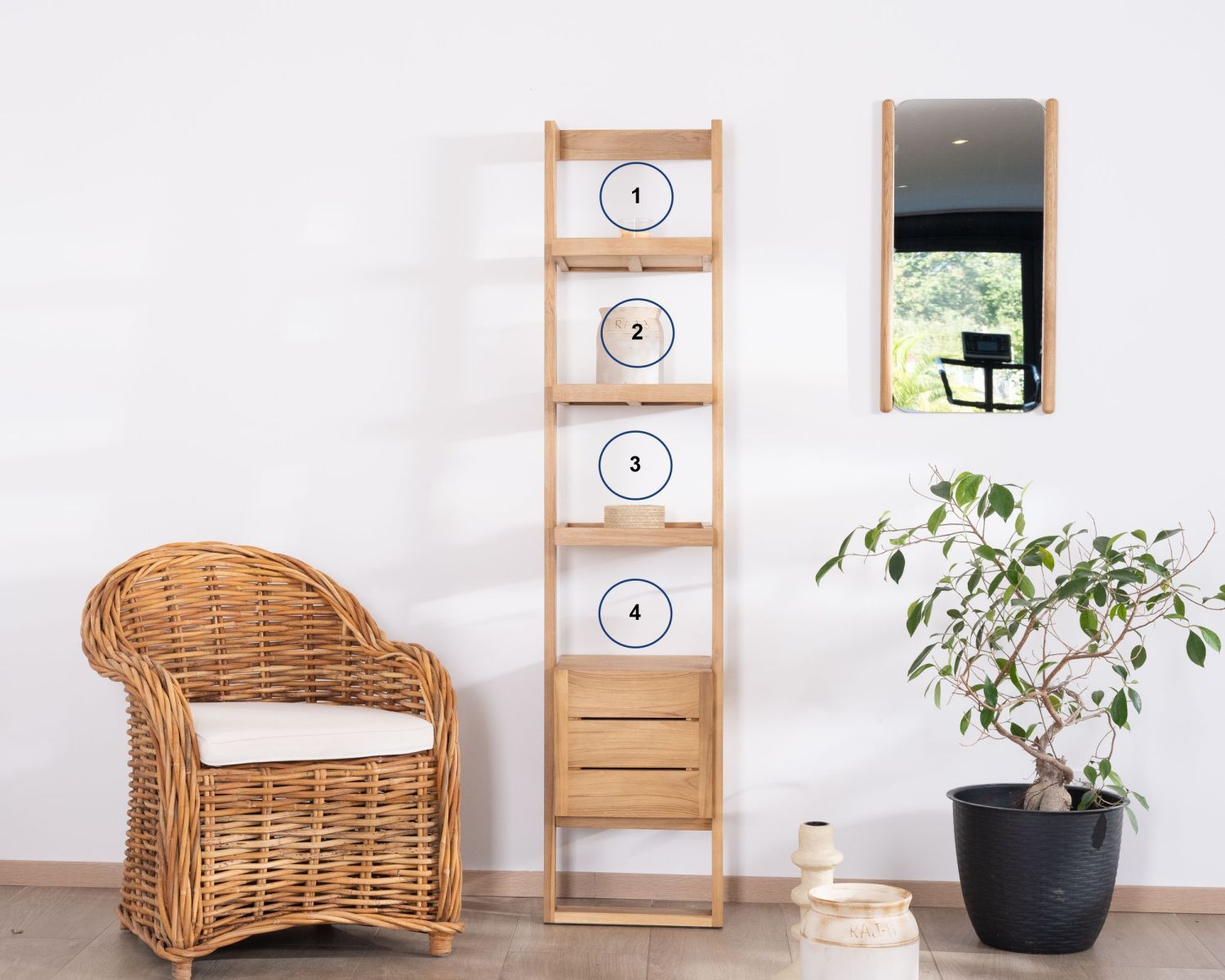 Colonna bagno in teak japandi design "Beau Matin