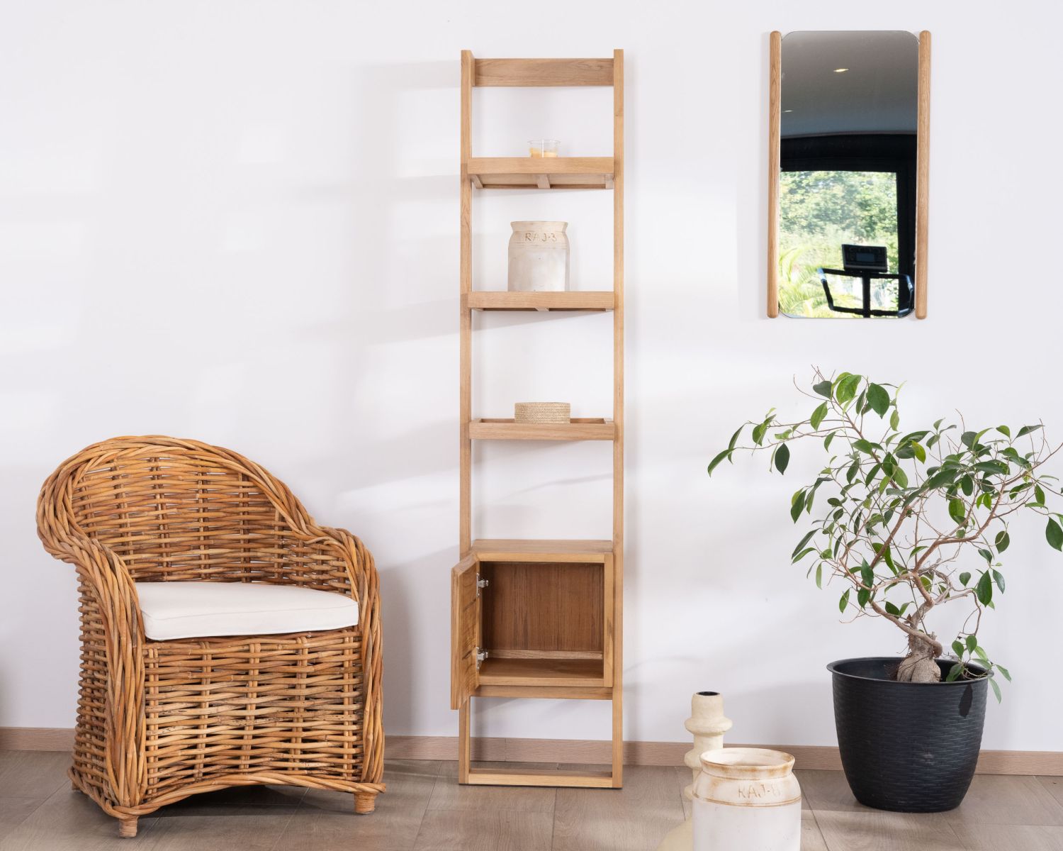 Colonna bagno in teak japandi design "Beau Matin