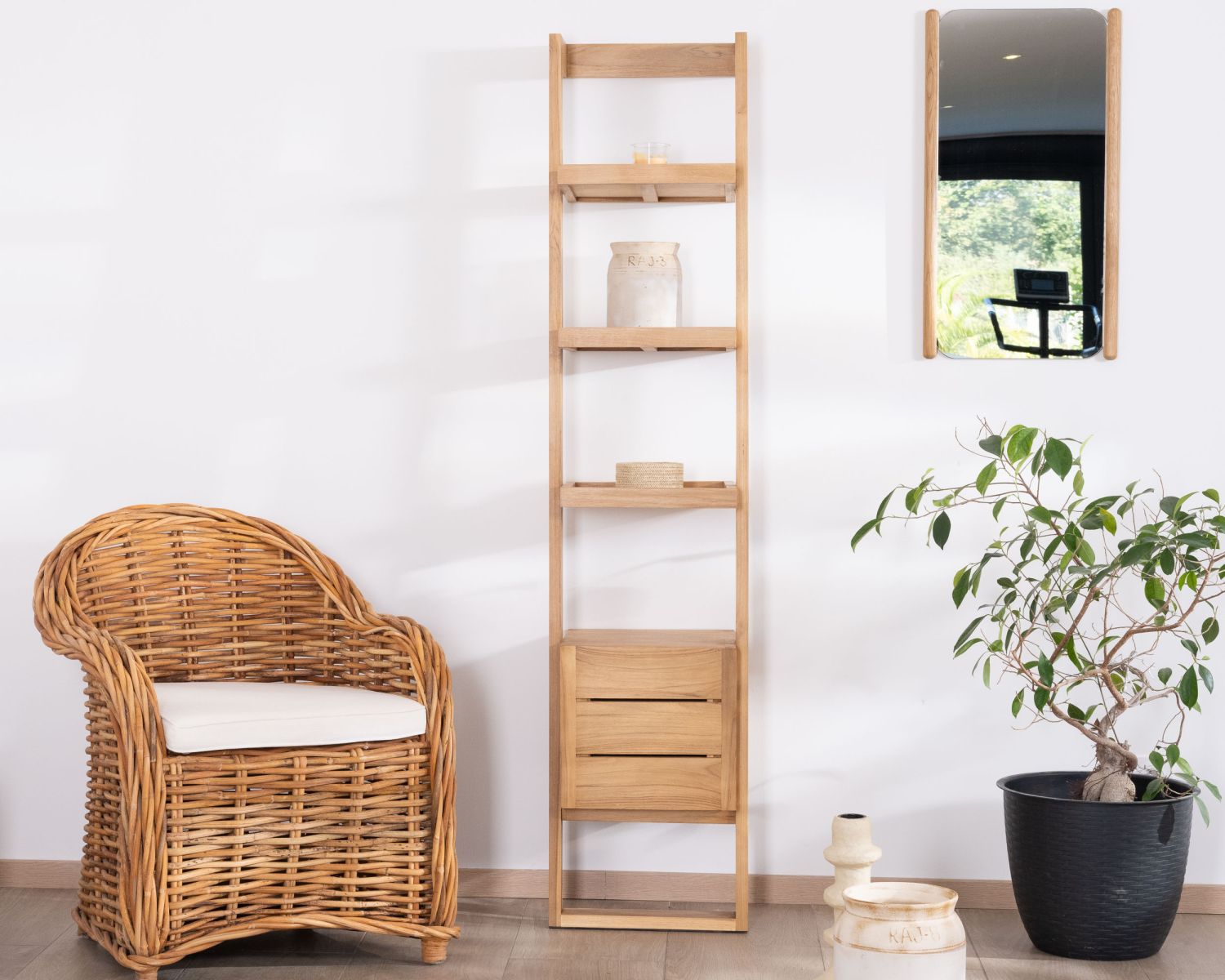 Colonna bagno in teak japandi design "Beau Matin