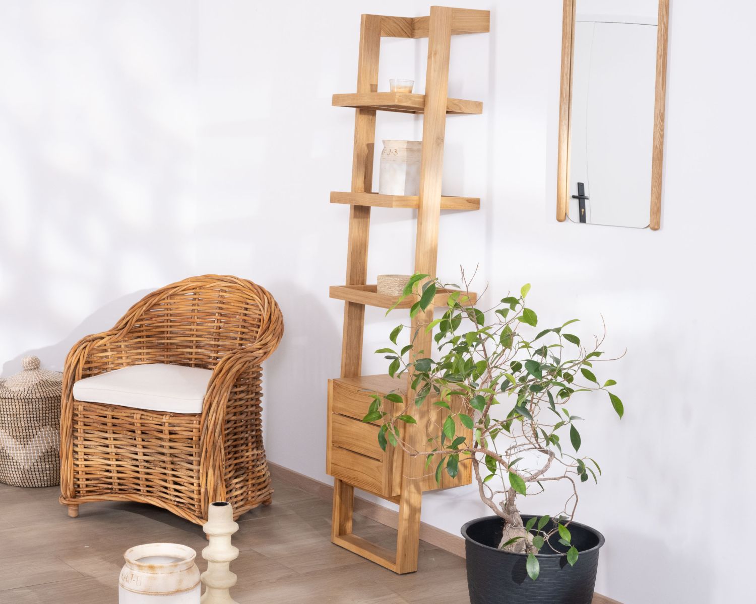 Colonna bagno in teak japandi design "Beau Matin