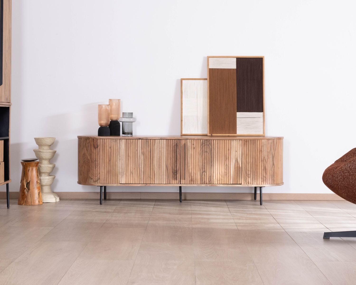 Porta TV in stile retrò "Bopee" in legno di acacia 175 cm