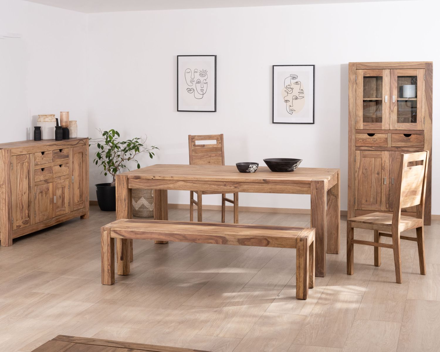 Tavolo da pranzo allungabile "Kalanohé" in palissandro 180 cm