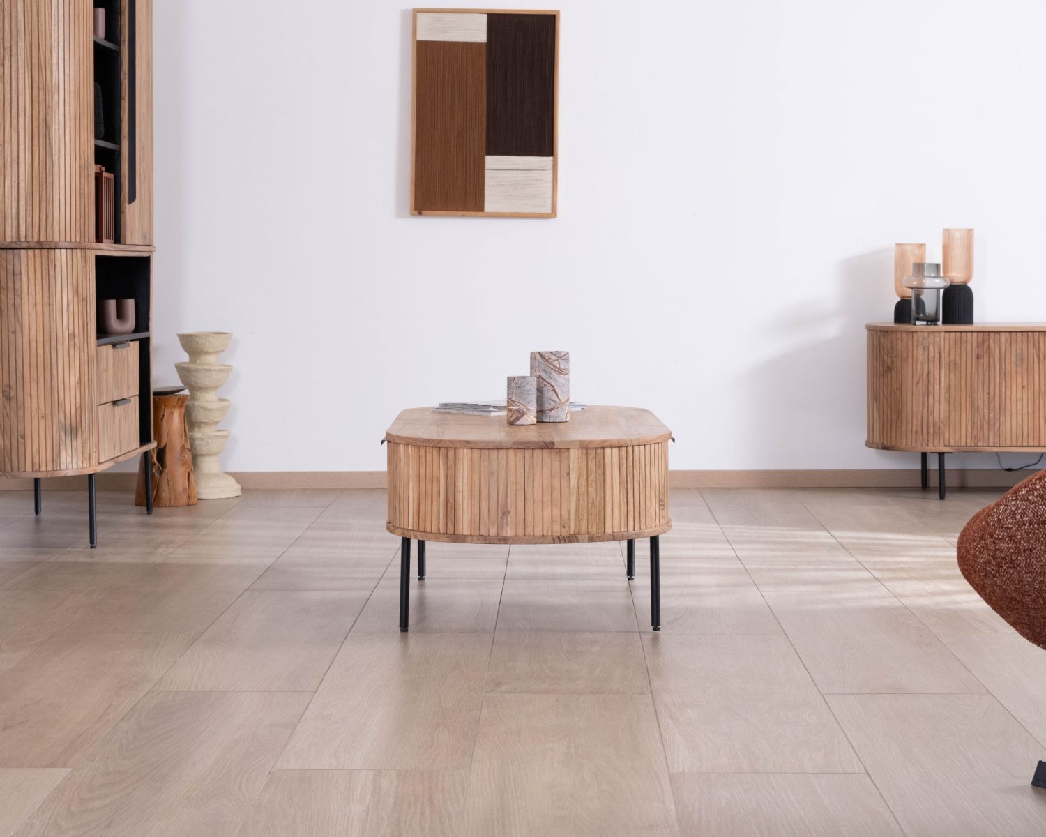 Tavolino ovale Newtro con grande cassetto trasversale "Bopee"