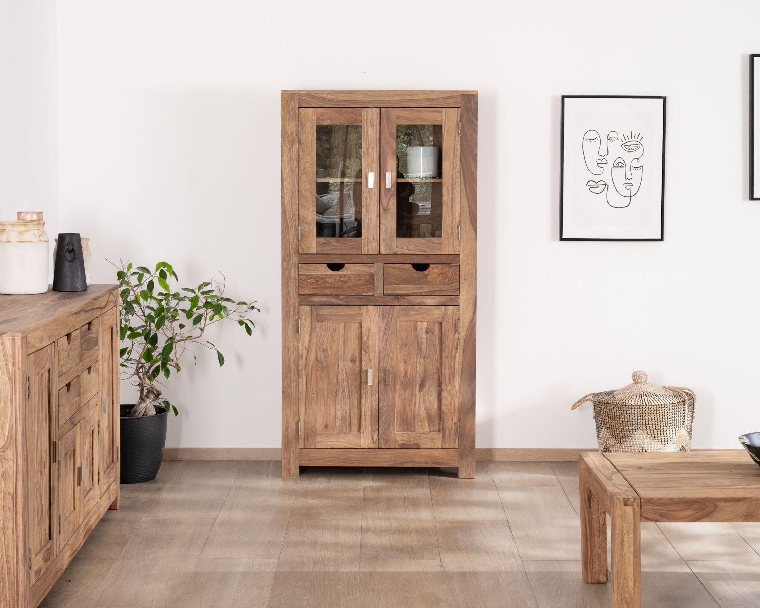 Mobile per porcellane smaltato in palissandro "Kalanohé" con 4 ante e 2 cassetti