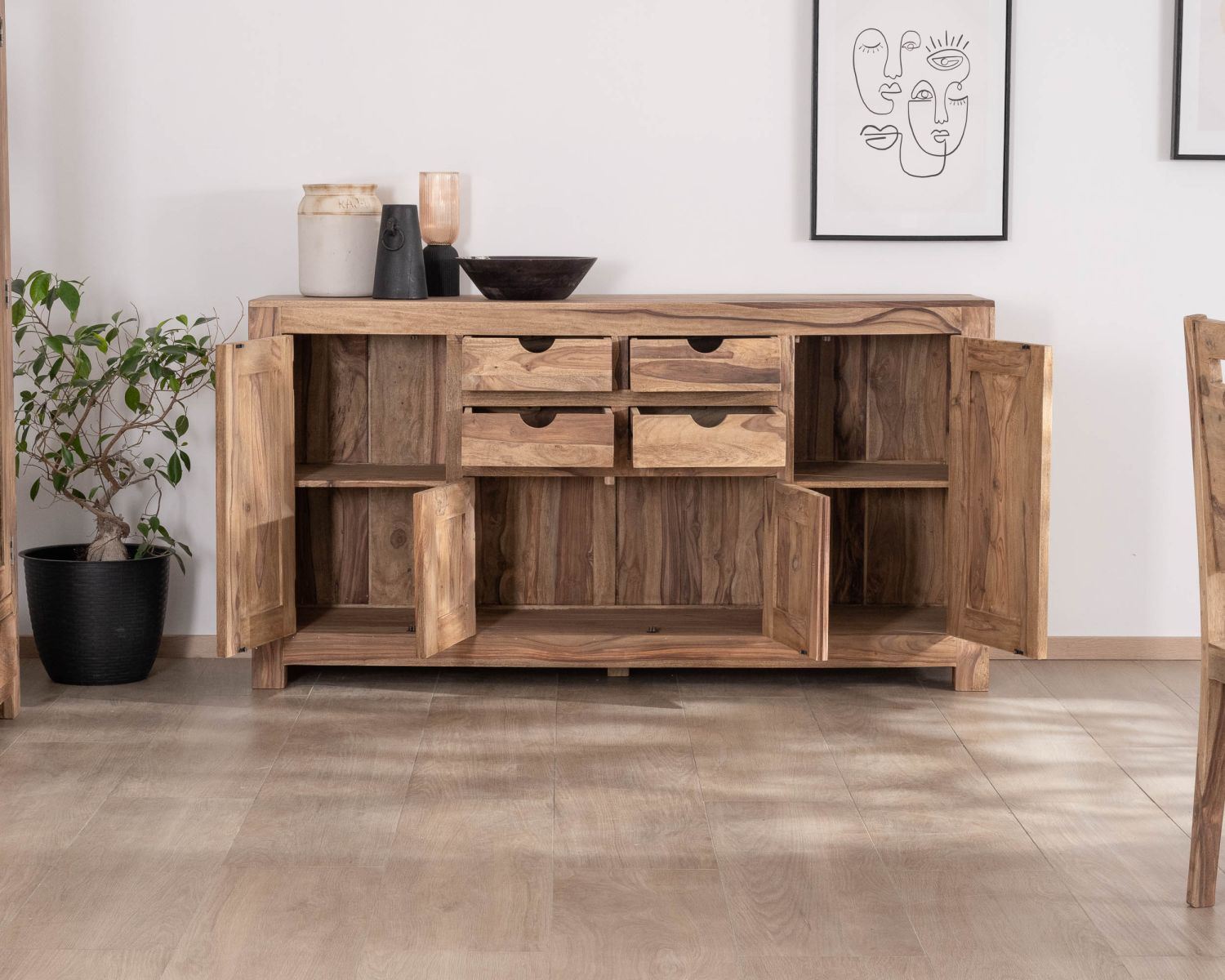 Credenza multigabinetto "Kalanohé" in palissandro da 180 cm