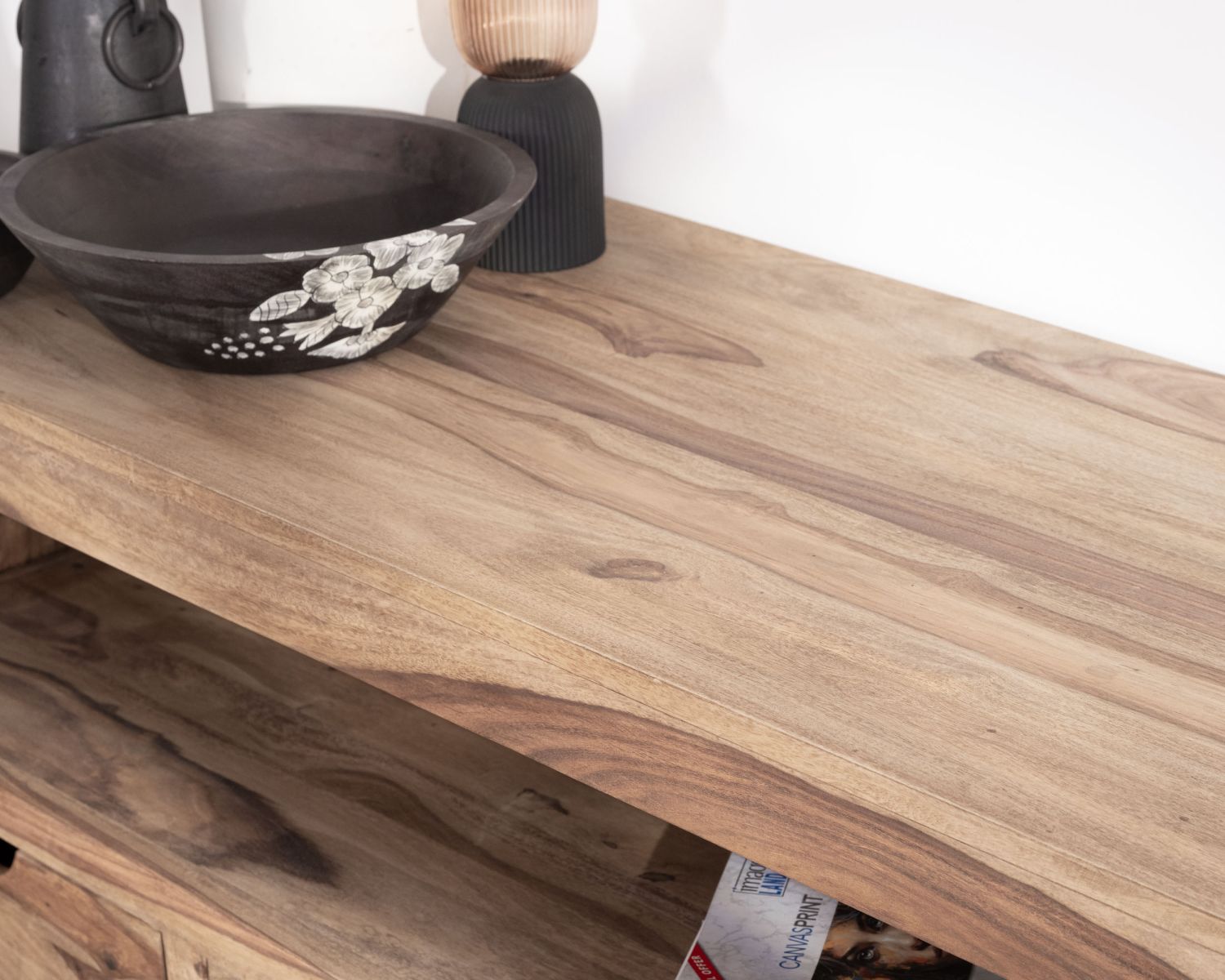 Porta TV in palissandro "Kalanohé" da 150 cm con ampia nicchia e 3 cassetti