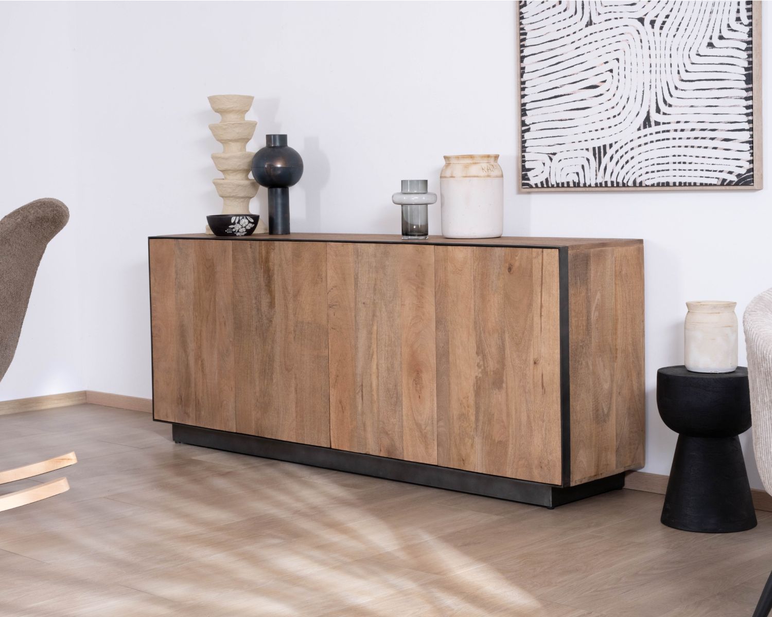 Credenza in mango massiccio "Santo", 4 ante 