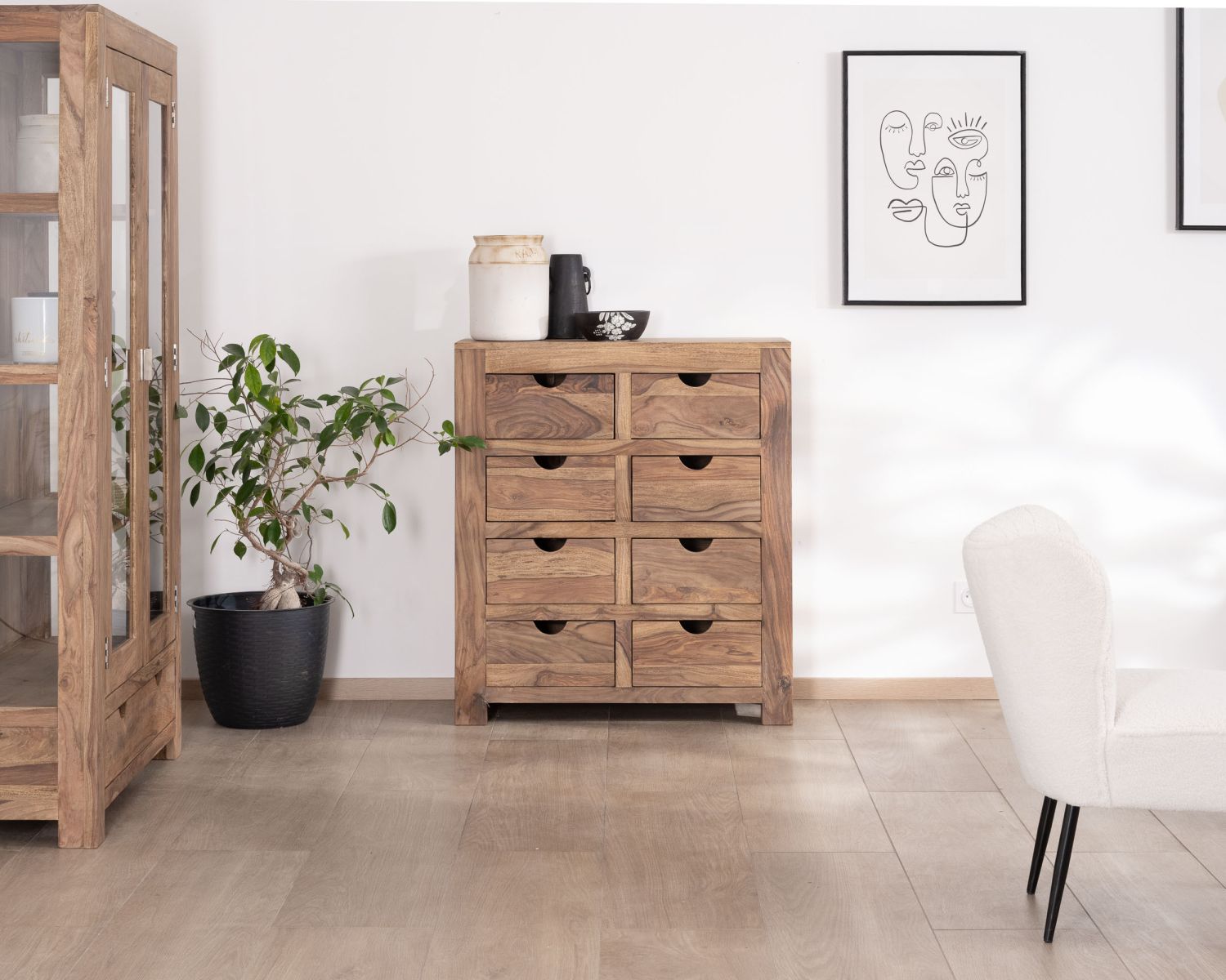 Cassettone in palissandro "Kalanohé" a 8 cassetti