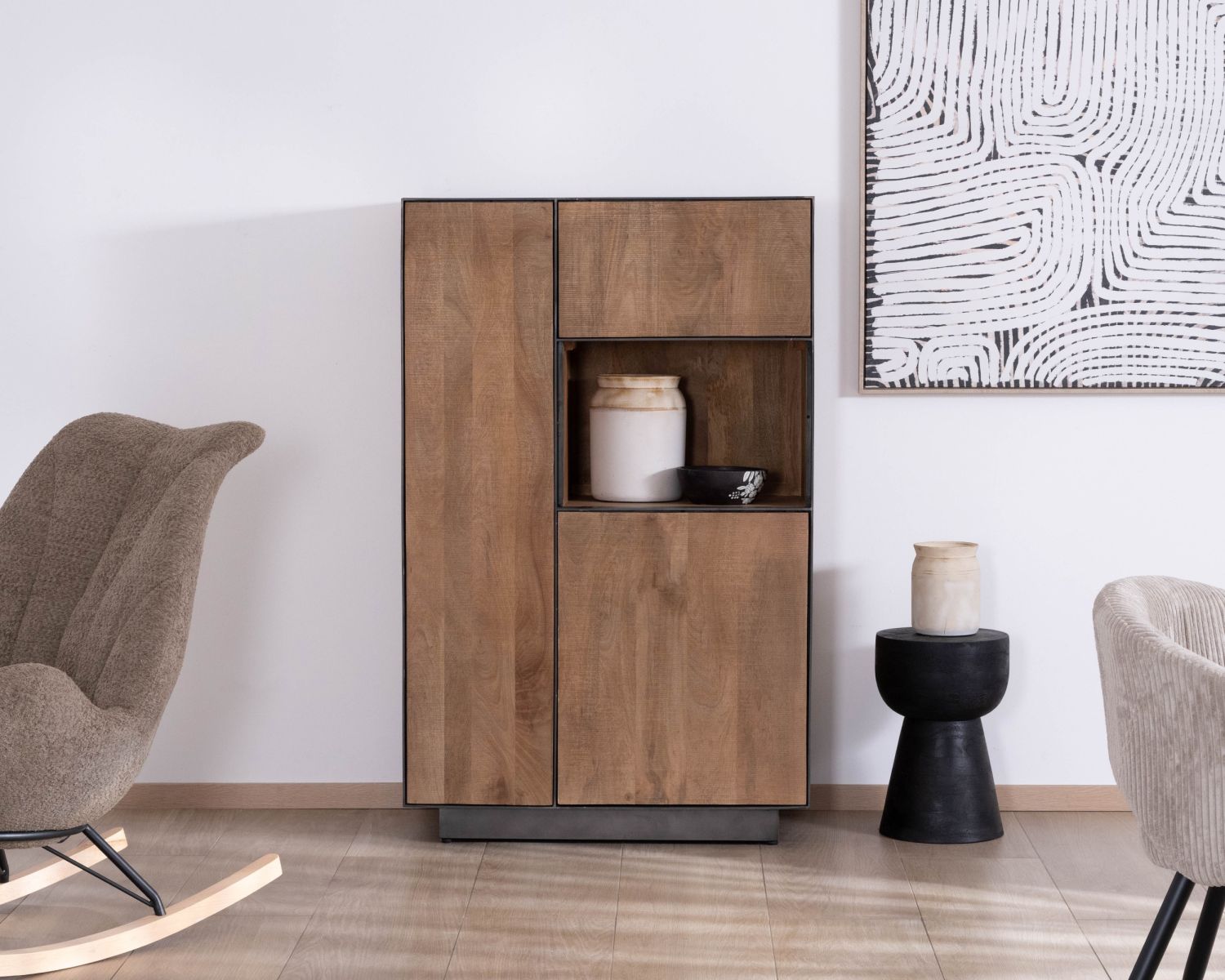 Mobile a 2 ante in mango massiccio "Santo", stile raffinato