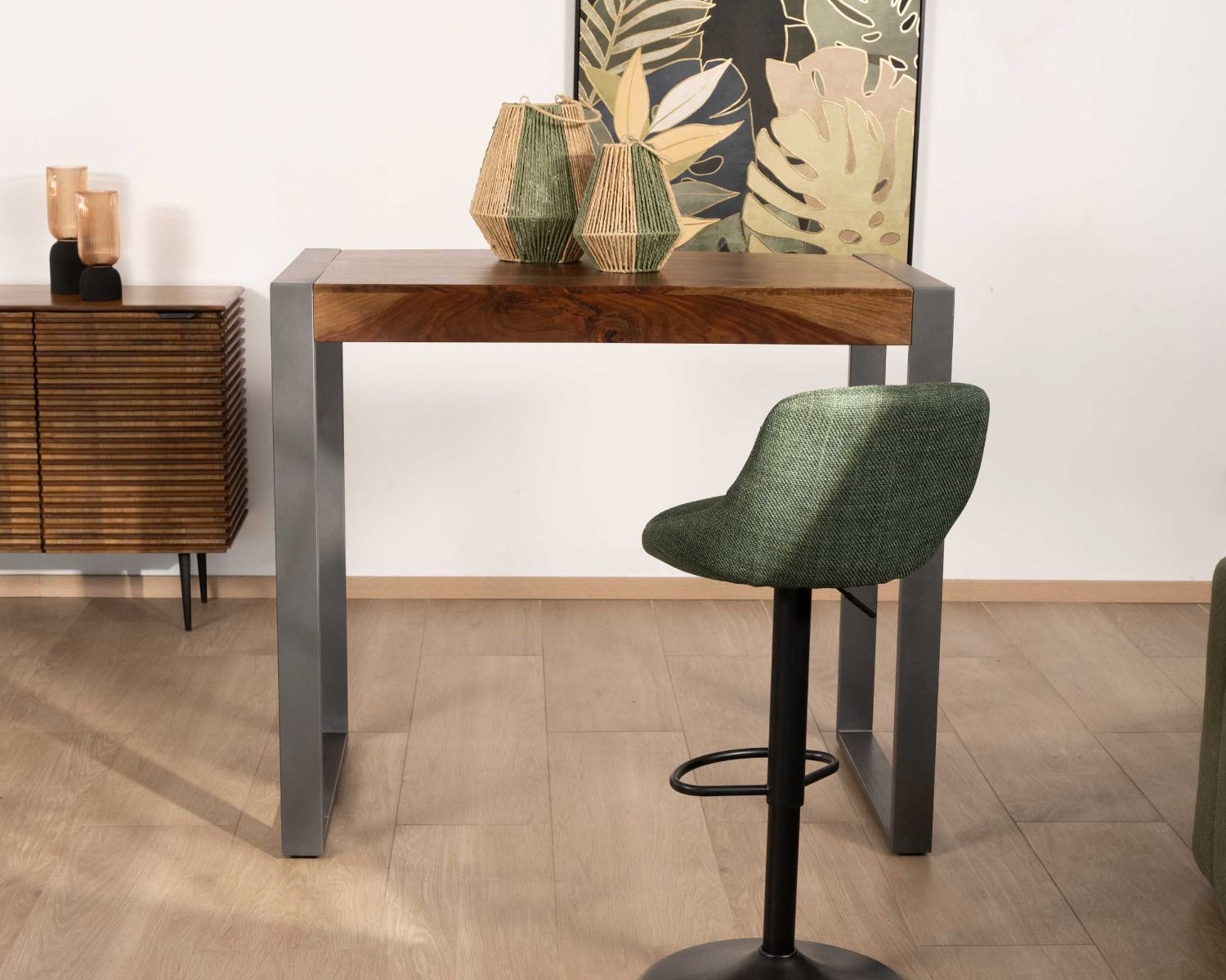 Tavolino rettangolare "Industry" in metallo e legno in stile indus 