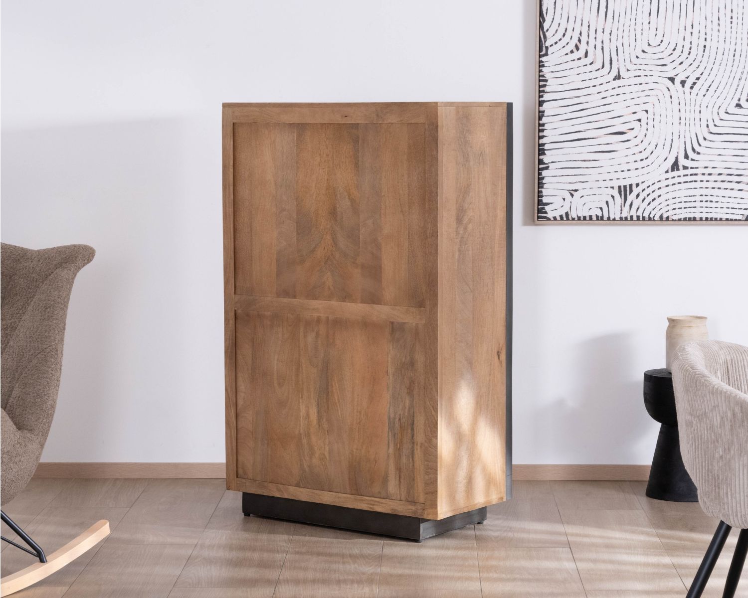 Mobile a 2 ante in mango massiccio "Santo", stile raffinato