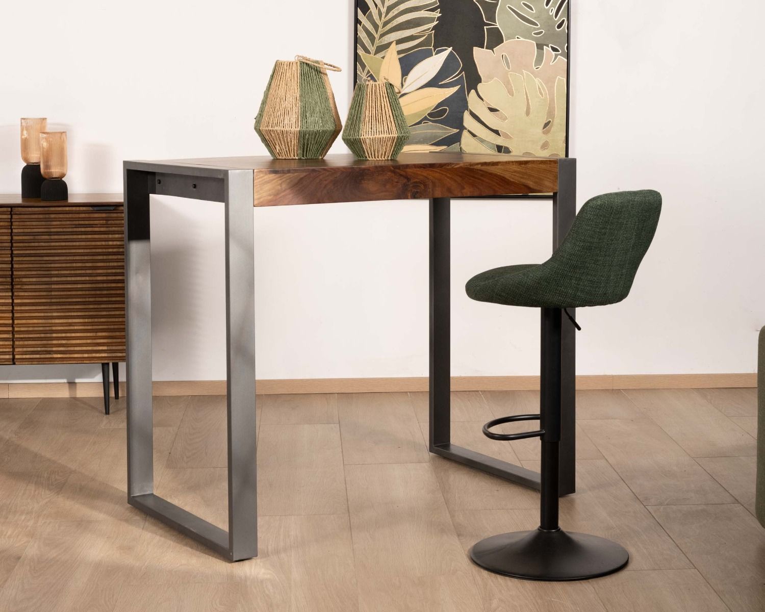 Tavolino rettangolare "Industry" in metallo e legno in stile indus 