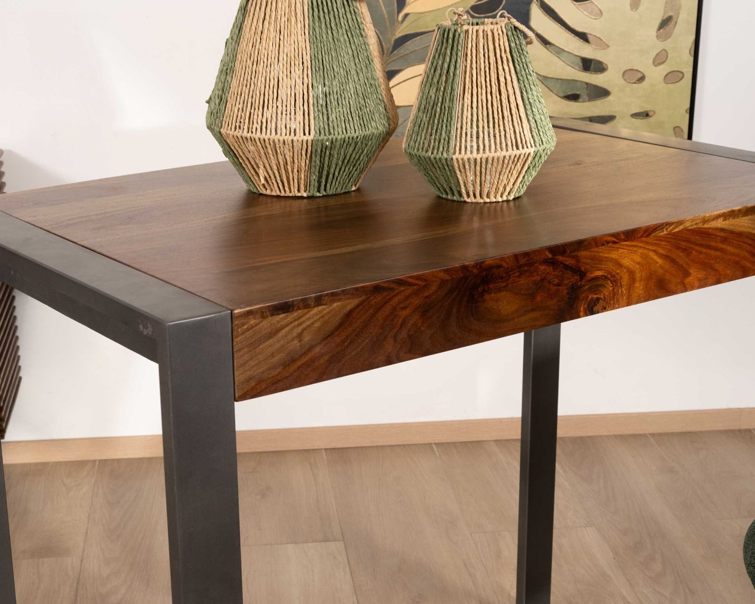 Tavolino rettangolare "Industry" in metallo e legno in stile indus 