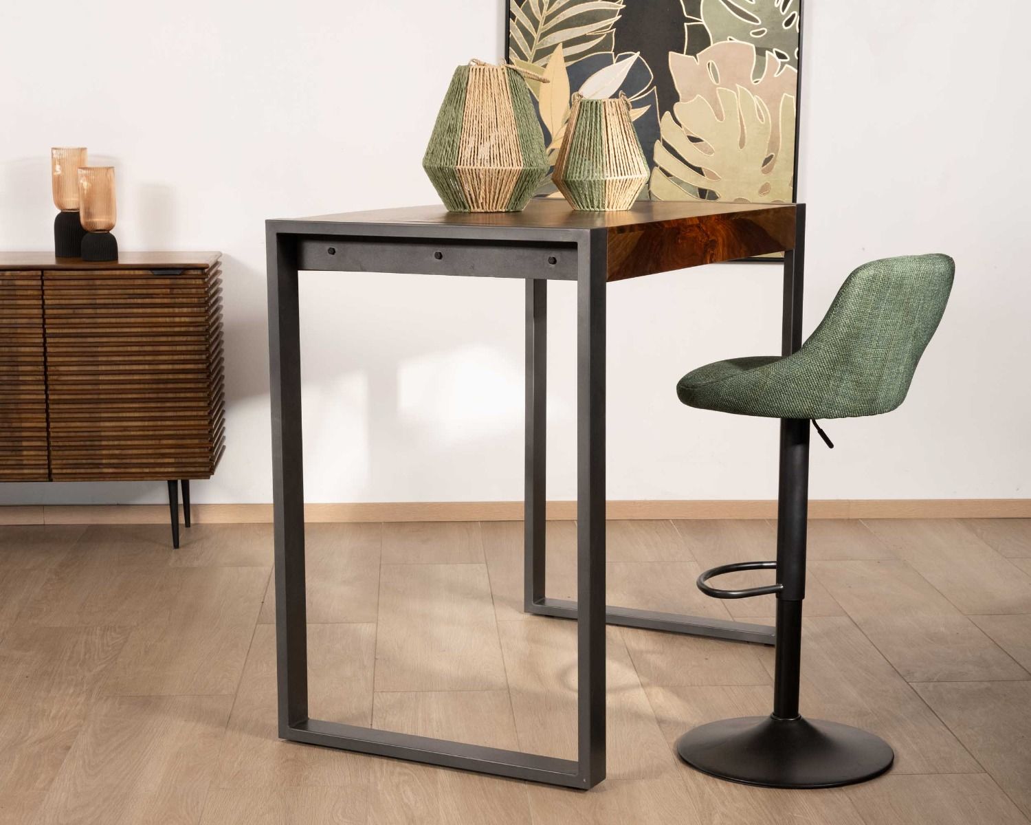 Tavolino rettangolare "Industry" in metallo e legno in stile indus 