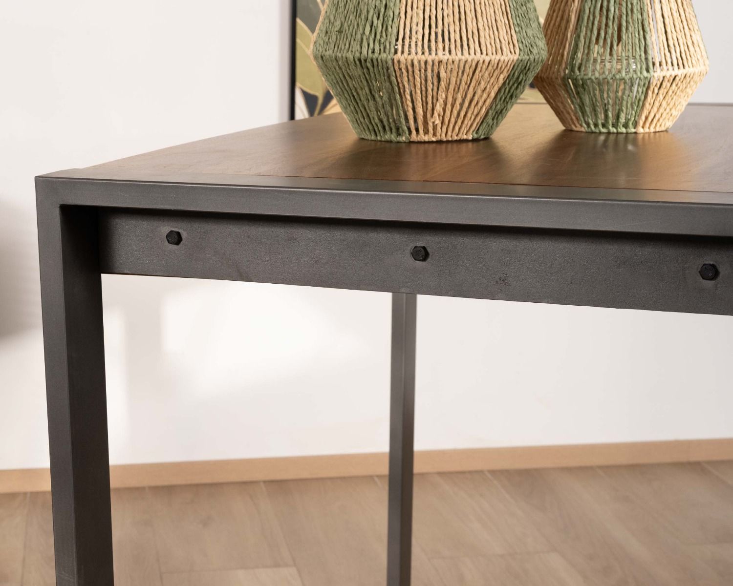 Tavolino rettangolare "Industry" in metallo e legno in stile indus 