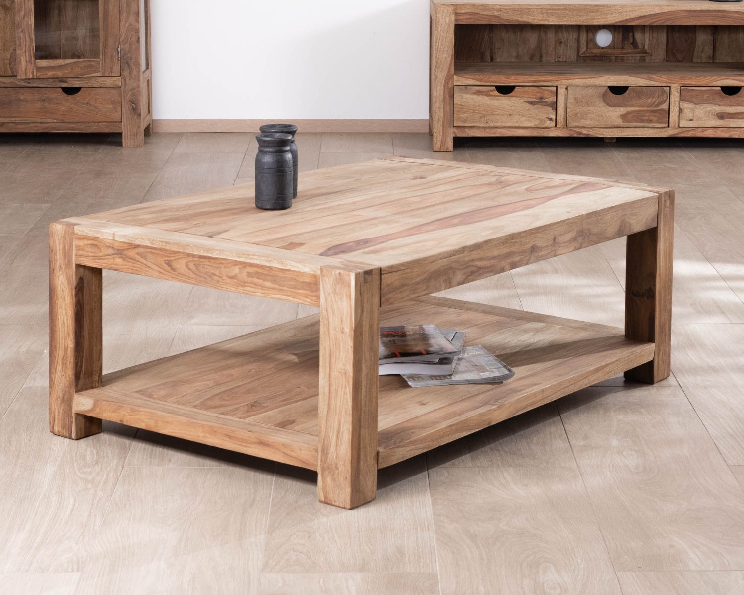 Tavolino rettangolare a doppio piano "Kalanohé" in palissandro