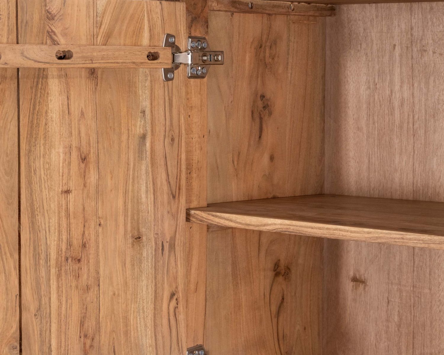 Argenteria dal design rétro in acacia e metallo Frontali "Puzzle" con motivo a carré