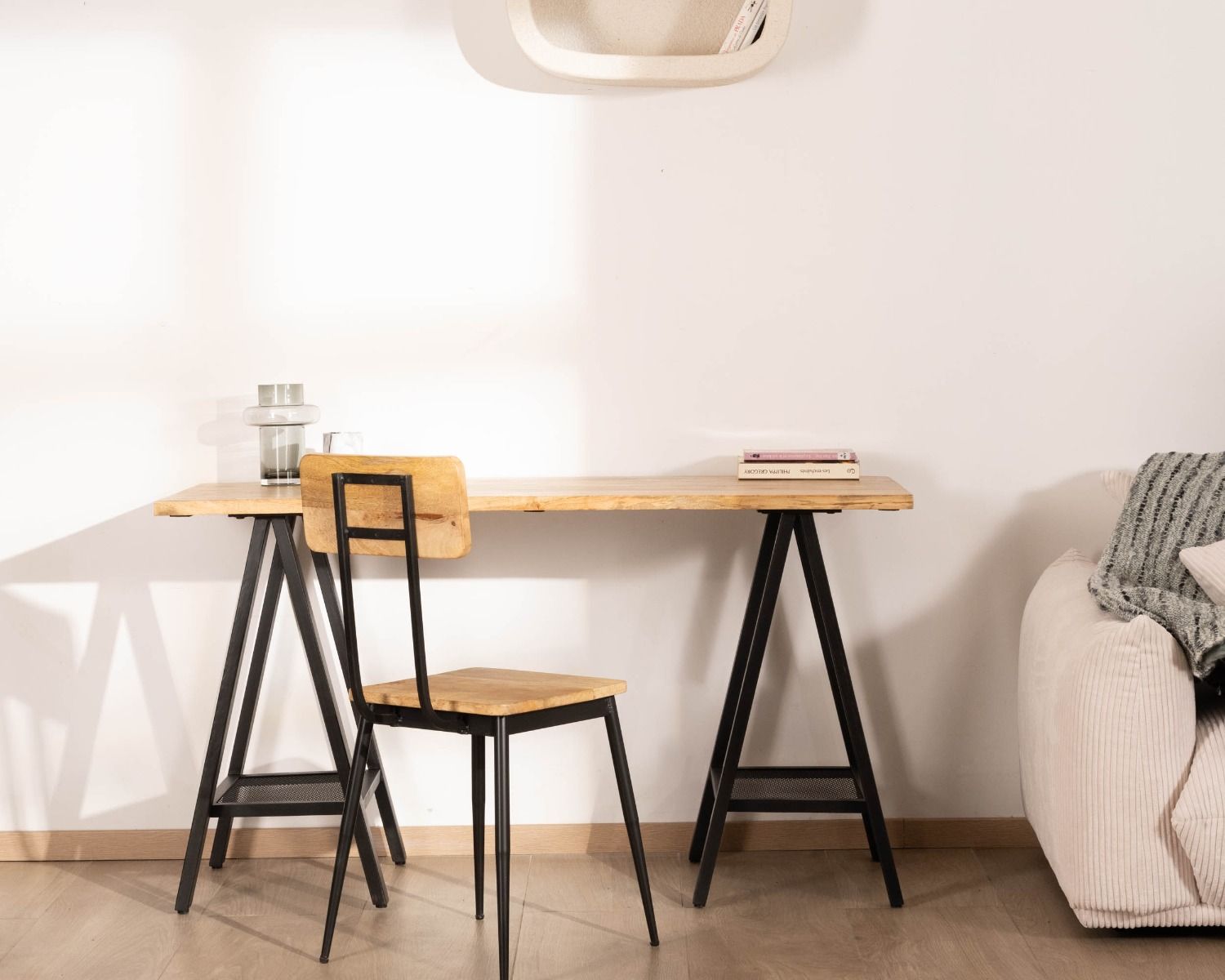 Set di 2 sedie industriali "Atelier Kraft" in legno massiccio e metallo nero