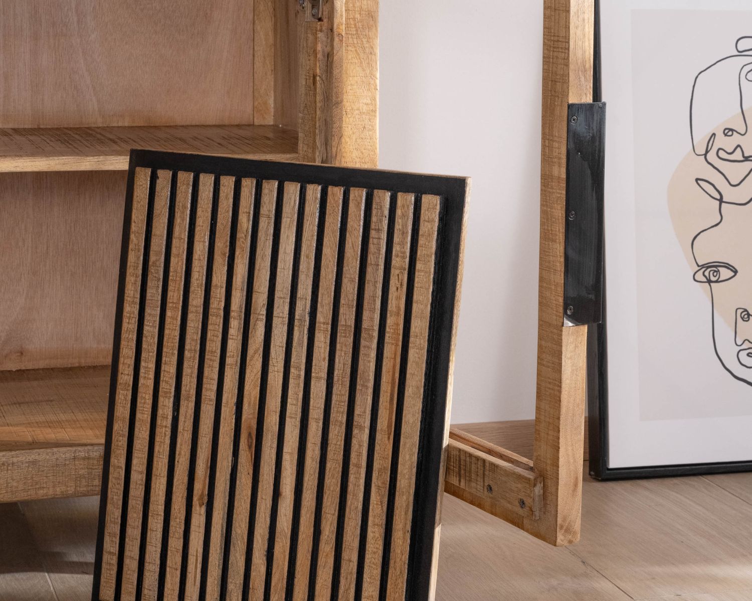 Vetrina mango "Manoha" a 2 ante con frontale decorativo reversibile