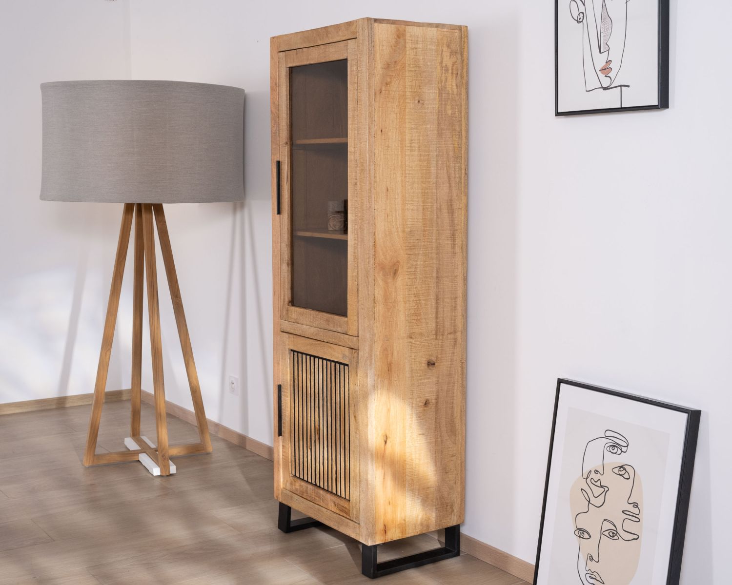 Vetrina mango "Manoha" a 2 ante con frontale decorativo reversibile