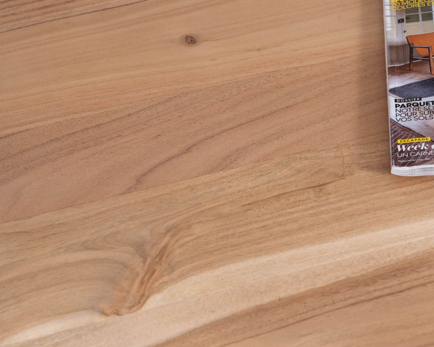 Tavolino doppio in acacia massiccia "Zen Black" con piano a forma di barca