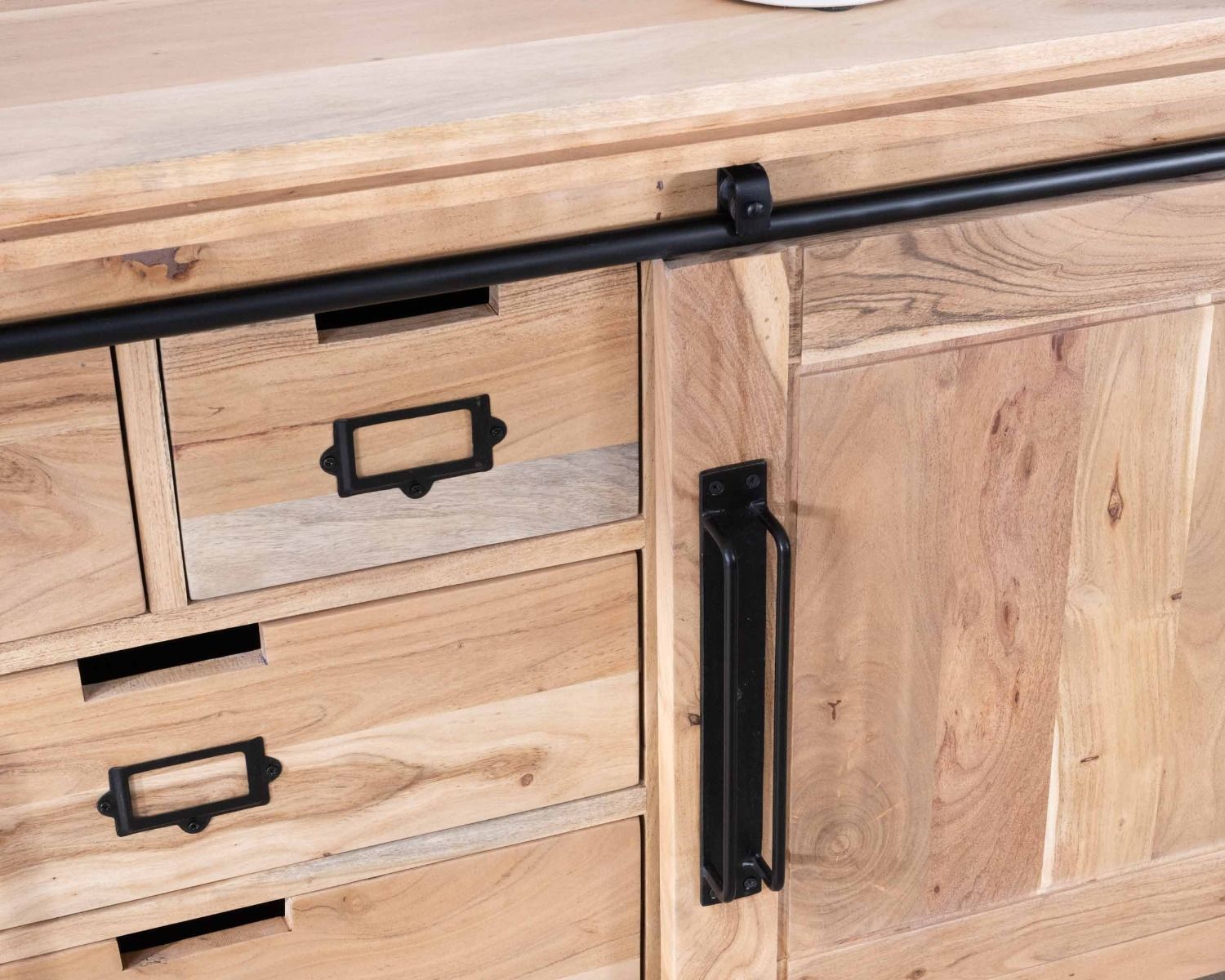 Credenza industriale in metallo e legno per sala da pranzo 190cm "Montreal