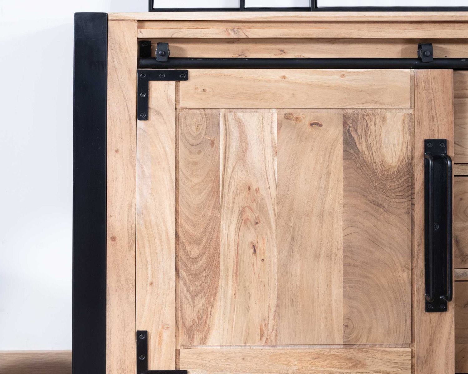 Credenza industriale in metallo e legno per sala da pranzo 190cm "Montreal