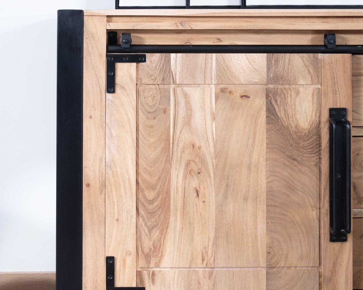 Credenza da sala da pranzo in stile industriale in metallo e legno, 190 cm, modello "Montréal"