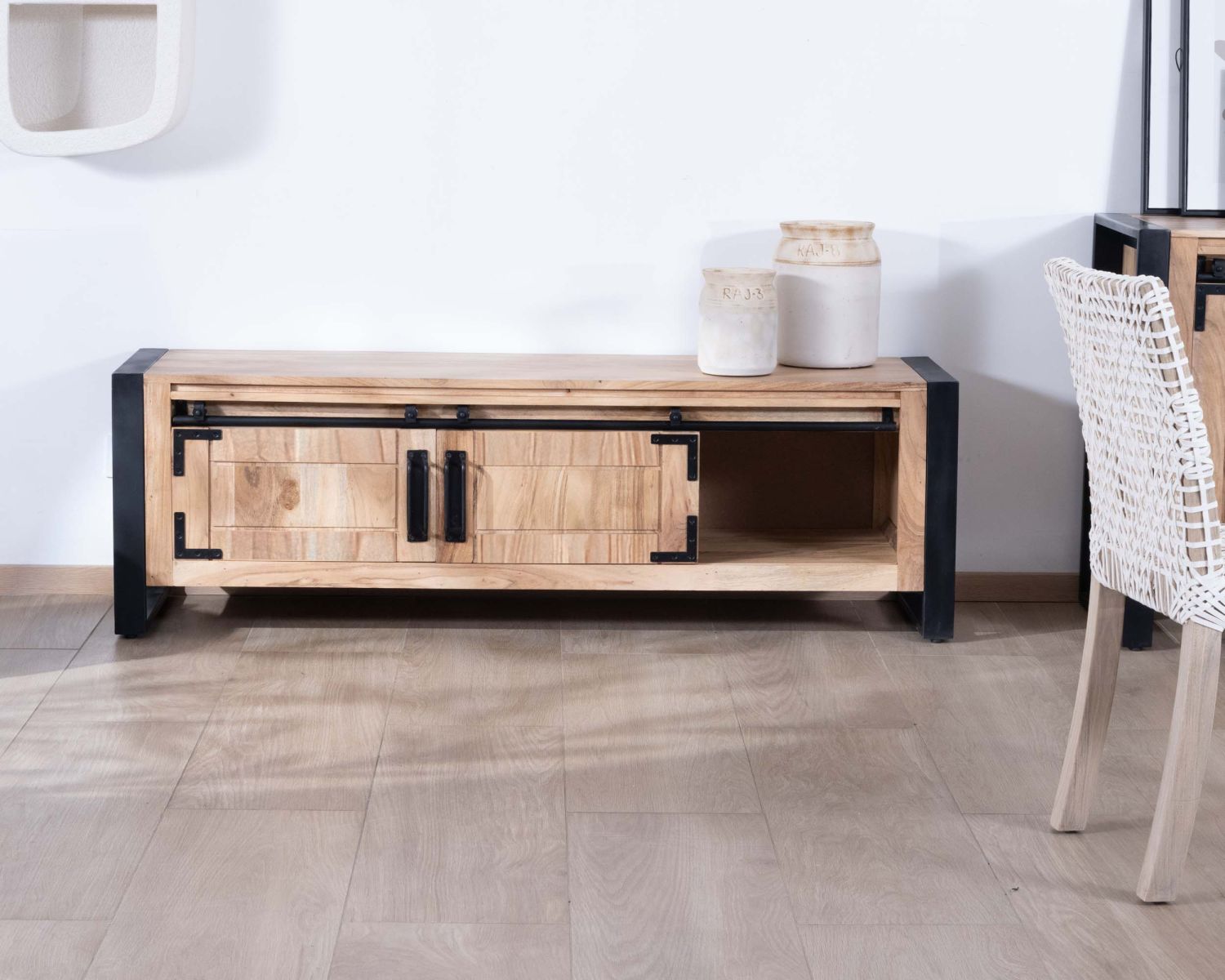 Porta TV "Montreal" a 2 ante in legno e metallo in stile industriale 160 cm